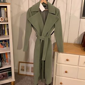 Wrap long stylish coat with sash